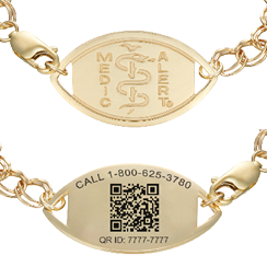 QR Code Santa Rosa Medical ID Bracelet 14k Gold